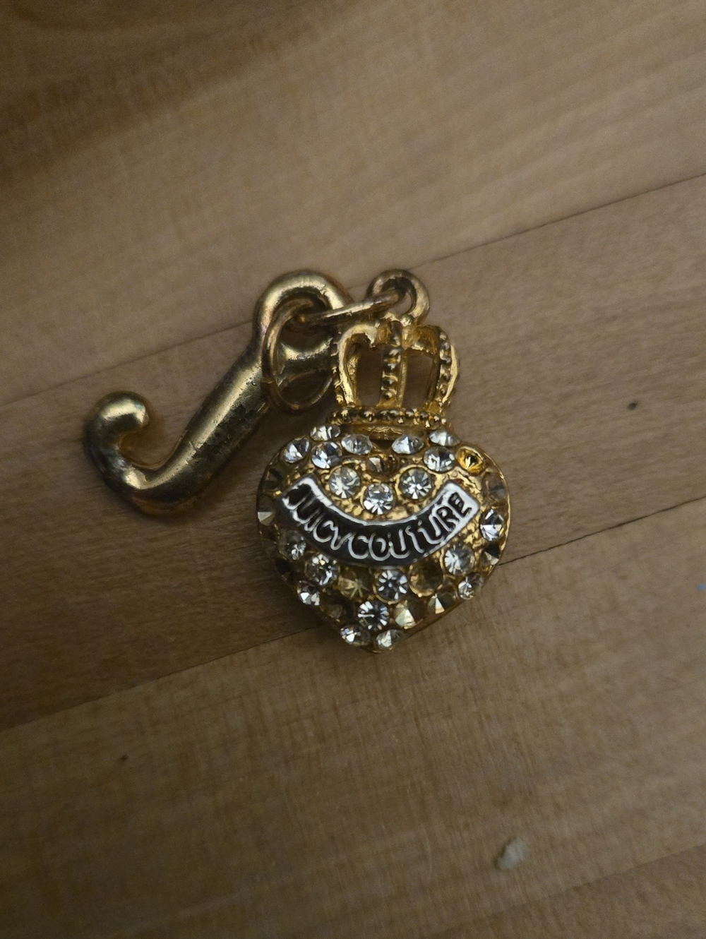 Vintage Juicy Couture Gold Heart Crown Charm with Clear Crystals